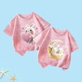 thumbnail image 2 of Jamicy T-Shirts pour Filles Mode Enfants Hauts Mignons pour Filles 2 Pcs Manches Courtes T-Shirts d'Été Mode T-Shirts Graphiques Col Rond Pull Tee, 2 of 3