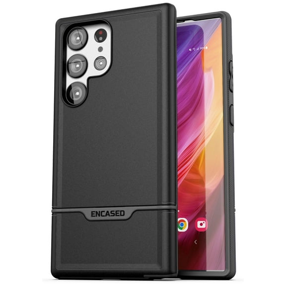 Encased Rebel Series - Designed for Samsung Galaxy S23 ULTRA Case [Shockproof] Military Grade Protective Phone Case, Black (S23-ULTRA 6.8")