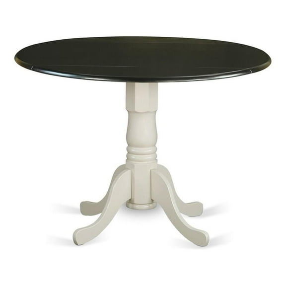 Pemberly Row Wood Dining Table with 2 Drop Leaves in Black/White