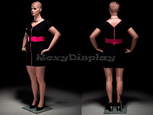 Plus Size Female Mannequin with Molded Hair and Metal Base – Fleshtone Fiberglass Display – MZ-AVIS2