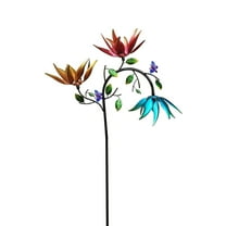 Large Windmill Sculpture with Metal Flowers and Butterflies for Outdoor Garden Art Decoration - for Yard Enhancements