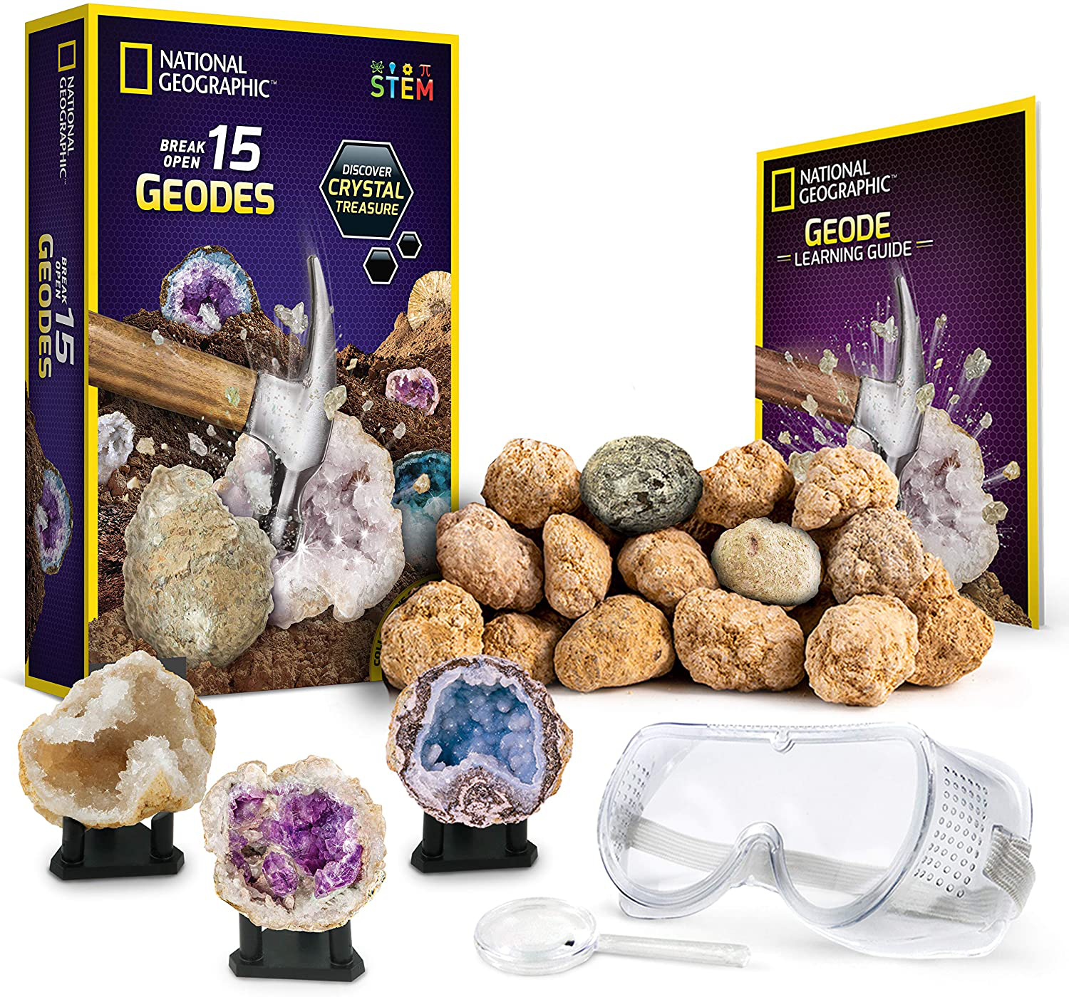 National Geographic Break Open 10 Premium Geodes Includes Goggles, 