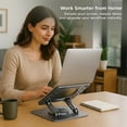 thumbnail image 5 of Swivel Laptop Stand for Desk – Adjustable Laptop Riser with 360° Rotation, Height & Tilt, Vented Metal Cooling Panel, Portable Folding Stand (SpaceGray), 5 of 10
