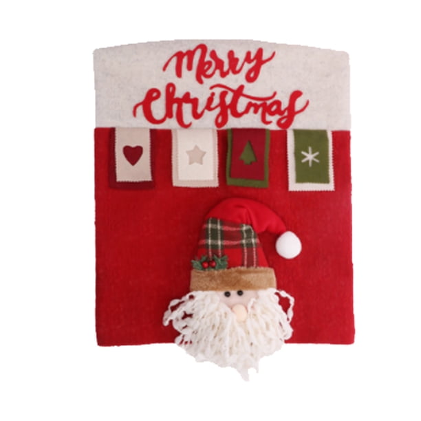 Ounissouiy Funda para silla de comedor de Navidad en 3D, funda para muebles para sala de estar, Papá Noel, copo de nieve, antimacassar, Kits de decoración para fiestas Papá Noel