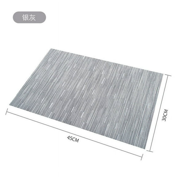 Stcomart Set of 6 Sliver Gray Vinyl Placemats - 12 x 18 Inches Washable PVC Table Mats for Dining Room Kitchen