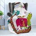 thumbnail image 4 of Animal Soft Flannel Fleece Throw Blanket, Colorful Handdrawn Animals Squirrel Tree Floral Jungle Nature Illustration, Cozy Plush for Indoor and Outdoor Use, 50" x 60", Multicolor, by Ambesonne, 4 of 5
