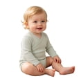 thumbnail image 6 of MEZZALL Child Boys Bodysuits Vertical Long Sleeve Baby Romper Tie Closure Solid Color Crew Neck Birthday Onesies, 6 of 8