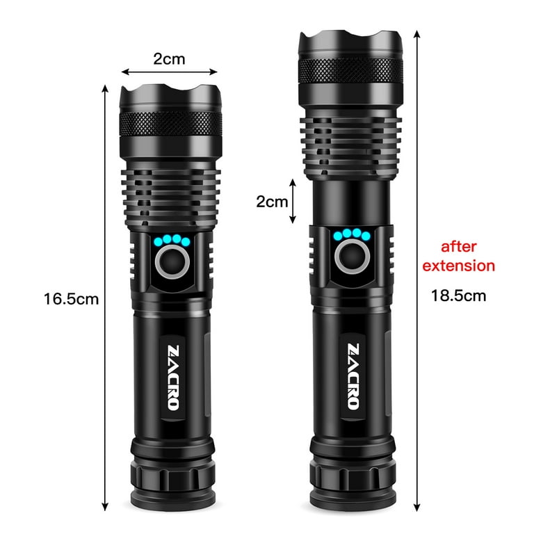 Sogidon Rechargeable Flashlights 900,000 High Lumens, LED Powerful Tactical  Flash Light Battery Powered, Small Handheld Light with 5 Modes, Zoomable