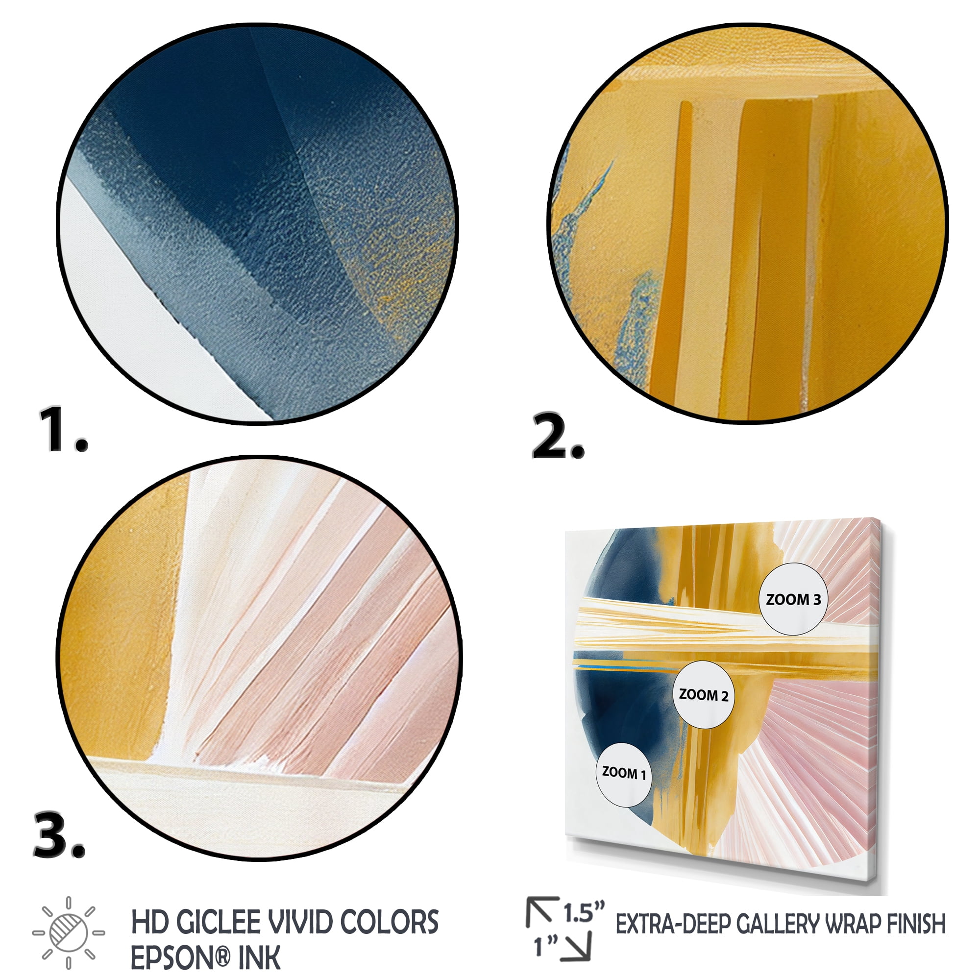 Designart Wide Golden Brush Stroke II Canvas Wall Art