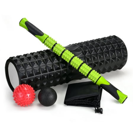 5-In-1 High Density Yoga Foam Roller with Muscle Roller Stick and Massage Balls Firm Back Muscle Massage Gym