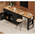 thumbnail image 2 of YIYADO 85.5" Kitchen Island with Extendable Dining Table, Kitchen Storage Table with 3 Side Open Shelves, Rolling Kitchen Island with Power Outlet, 3 Drawers, 2 Doors,Black, 2 of 6
