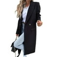 thumbnail image 4 of Abrigo de Lana de Invierno para Mujer, Estilo Informal, con Solapa y Botonadura Sencilla. Negro XL, 4 of 10