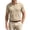 Khaki, variant on Knitted Polo Shirts for Men Henley Short Sleeve Button Up Tees Causal Loose Textured T Shirts, L