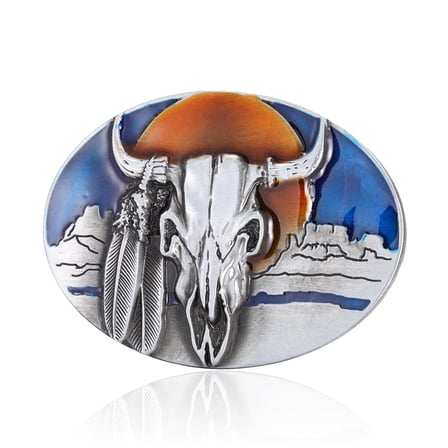 Western Belt Buckle for Men Texas Longhorn Bull Belt Buckle American Cowboy Rodeo Belt Buckles for Women