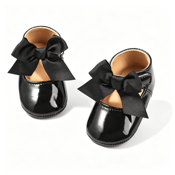 XIBUFE Infant Baby Girls Mary Jane Flats Bow Non-Slip Soft Sole Princess Toddler First Walkers Sneaker Wedding Dress Shoes Soft Non-Slip baby girl shoes