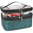 thumbnail image 1 of Bolsas de maquillaje Estuches de cosméticos de viaje de doble capa Organizador de maquillaje Bolsas de aseo (negro), 1 of 5
