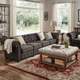 HumbleNest Homestead 4 Seat Tufted Linen Sectional Sofa Beige