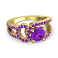 thumbnail image 3 of Diamond-Capitals 2.50 Carat Round Shape Amethyst Gemstone Luxurious Bridal Ring for Ladies Solid 18K Yellow Gold Size 9.5, 3 of 8