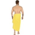 thumbnail image 2 of HAPPY BAY Men's Pareo Bath Trunk Swimwear Sarong Swim Beach Wrap One Size Yellow, Solid Summer Vacation Aloha, 2 of 3