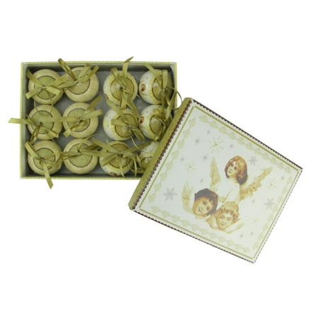 12-Piece Angel Decoupage Shatterproof Christmas Ball Ornament Set 1.75"