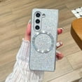 thumbnail image 6 of ELEHOLD Case for Samsung Galaxy Z Fold 6, Shockproof Magnetic Sparkling Glitter Phone Case, Wireless Charging,White, 6 of 8
