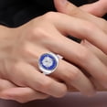 thumbnail image 2 of RYLOS Men's Rings Sterling Silver Christ Head Religious Ring With Diamonds and Blue Quartz Designer Men's Jewelry Size 12, 2 of 6