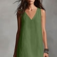 thumbnail image 5 of FAIWAD Linen Dress Women V Neck Sleeveless Side Slit Maxi Dresses Loose Casual Flowy Boho Sundress, 5 of 9