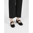thumbnail image 5 of Top Moda Women Mary Jane Flats Buckle Strap Square Toe Comfort Dress Ballet Shoes PONGO-9 Black Nubuck Suede 8.5, 5 of 5