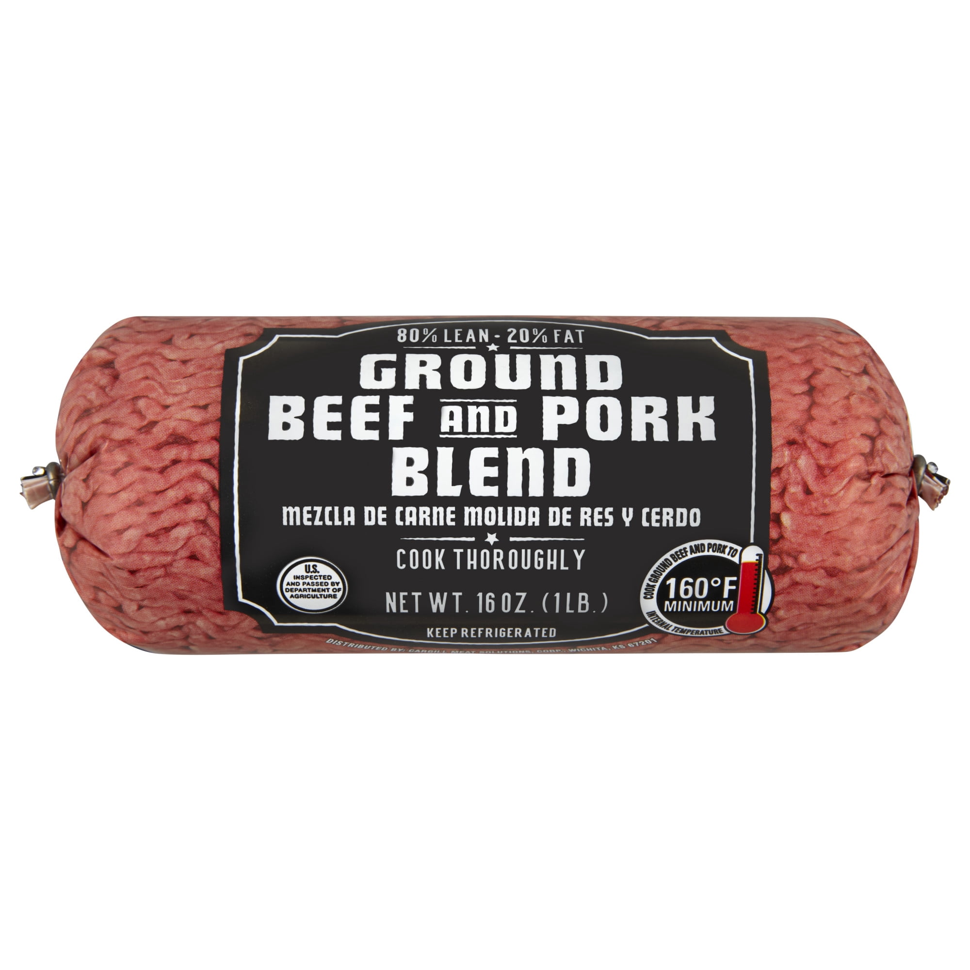 80% Lean / 20% Fat Ground Beef and Pork Blend, 1 lb Roll, Fresh