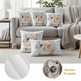 thumbnail image 6 of Spring Floral Animals Outdoor Waterproof Pillow Covers, Elegant Flowers Leaves Farmhouse Wooden Decorative Square Throw Pillowcase Sofa Cushion Sham for Patio/Couch/Chair, 26"x26" 2 Pack, 6 of 8