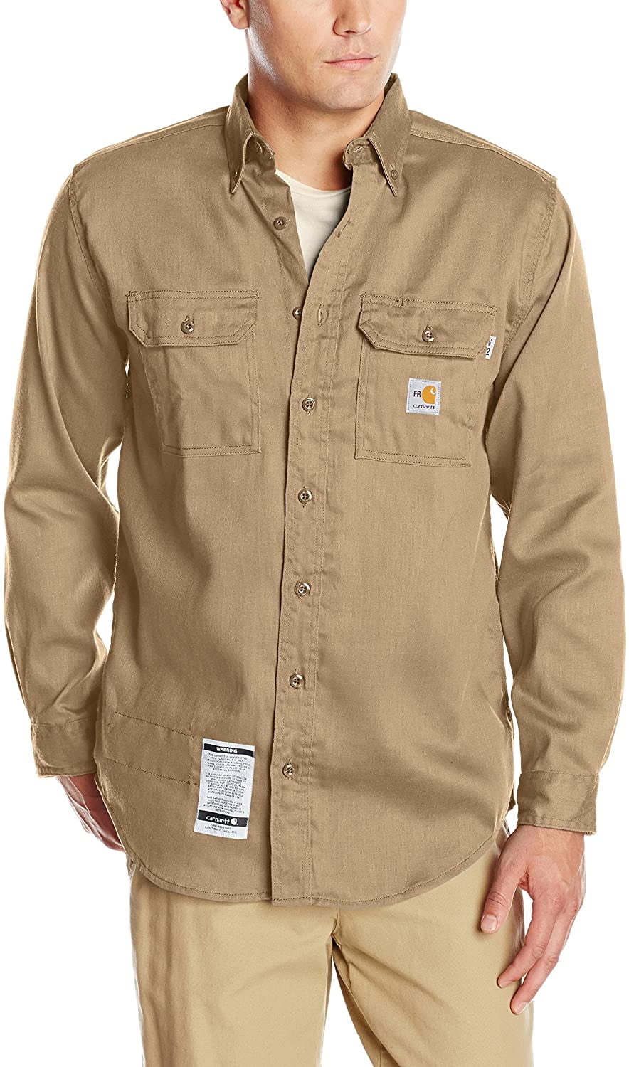 Carhartt Men's Big & Tall Flame Resistant Lightweight Twill Shirt,Khaki