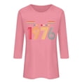 thumbnail image 4 of 3/4 Length Sleeve Tees For Women 1976 Graphic Print Crew Neck Pullover Tops Casual Trendy Vintage T Shirts (XL, Pink), 4 of 4