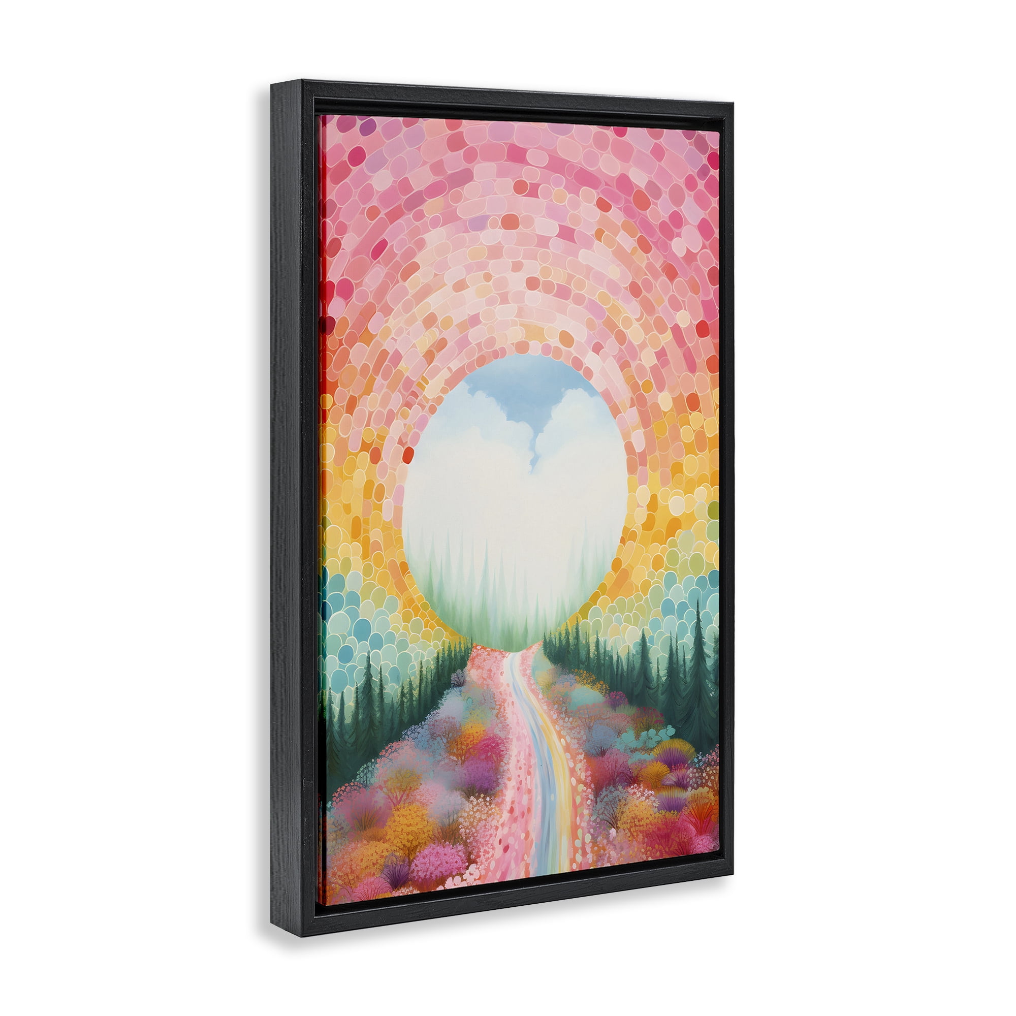 Stupell Industries Geometric Road Path Landscape Painting Black Floater Framed Art Print Wall Art, 17 x 25