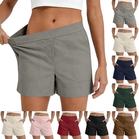 Only Moment Women's Drawstring Sweat Shorts Blended Fabric Hiking Cargo Bermuda Shorts Lightweight Knee Length Capris for Summer Travel Fishing Workout Shorts Women Pink,S
