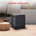thumbnail image 1 of Table de Couverture pour Réservoir de Propane pour Réservoir de Gaz de 20 lb, Cachette de Rangement Extérieure en Acier Antirouille Robuste, Résistante aux Intempéries pour Foyer, Patio, Jardin, Noir Ou Bronze, Imitation Rotin et Motif Losange, 1 of 6