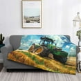 thumbnail image 2 of Naloa Green Tractor Field Flannel Fleece Throw Blanket for Bed Couch, Thick Blanket - All Seasons Suitable for Women, Men and Kids-50"x40", 2 of 6