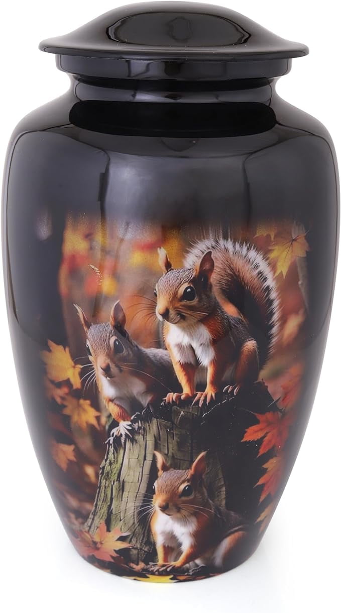 EDEN URNS for Human Ashes Adult Memorial urn Funeral Cremation Urns Squirrel (Aluminum)