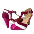thumbnail image 4 of Chase & Chloe Women's Vintage-Inspired T-Strap Heels with Two-Tone Wingtip Detailing, 4 of 4