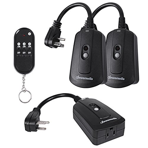 Dewenwils Outdoor Indoor Wireless Remote Control Kit, Waterproof Electrical Plug In Remote Light Switch, Separately Controlled 3 Pack Receivers, 100 Feet Signal, Listed, Black Walmart.com