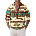 thumbnail image 2 of LODIENY Western Cowboy Henley Shirts for Men Ethnic Style Vintage Aztec Print Button Long Sleeve Half Button V Neck Graphic Tees Loose Fit Casual Pullover Tops with Elbow Patches Blue#02 XXL, 2 of 7