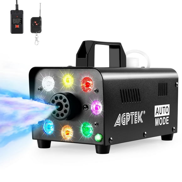 Máquina de humo LED portátil AGPTEK de 500 W con luces y control remoto