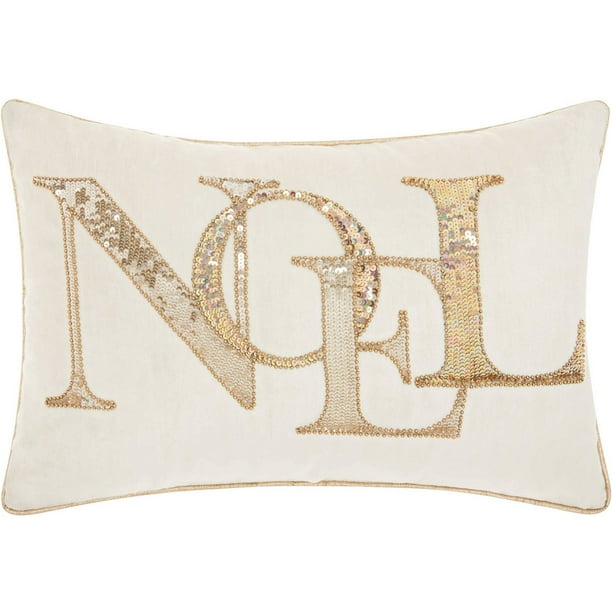 Nourison Home For The Holiday Sequin Noel Throw Pillow Ivory Walmart Com Walmart Com
