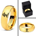 thumbnail image 4 of Tungsten Love Chinese Symbol Band Ring 7mm Men Women Comfort Fit 18k Yellow Gold Dome Polished, 4 of 4