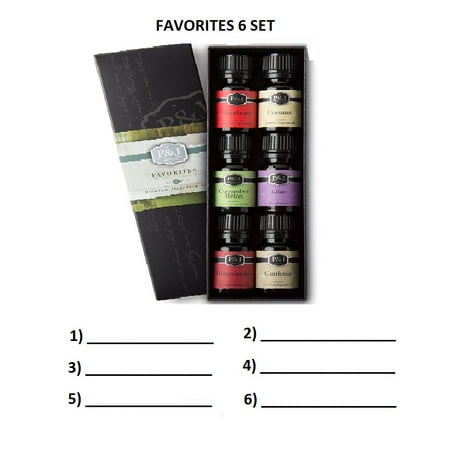 Cell Oil Fragrance Favorites Set of 6 Premium Grade Fragrance Oils - Strawberry, Lilac, Cucumber Melon, Coconut, Gardenia, Honeysuckle - 10ml ()