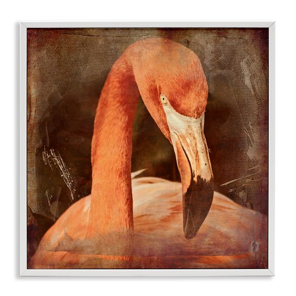 Stupell Industries Victorian Vintage Flamingo Animal Portrait White Framed Giclee Art, 17 x 17, by Graffitee Studios