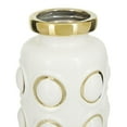 thumbnail image 4 of CosmoLiving by Cosmopolitan 16" White Ceramic Vase with Gold Circle Accents, 4 of 8