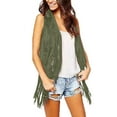 thumbnail image 3 of Yigetop Fringe Top, Women Casual Tassel Vest Sleeveless Open Front Cardigan Tank Jacket Outerwear 1970S Outfits for Women Green 3XL, 3 of 8