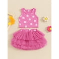 thumbnail image 4 of Musuos Baby Girl Fashion Summer Skirt Set 0-18M Flower Print Round Neck Tank Tops Layered Mesh Tulle Tutu Skirts 2Pcs Clothes Set, 4 of 9
