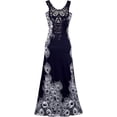 thumbnail image 2 of Peacock Feather Crochet Back Cocktail Party Summer Maxi Dress, 2 of 3