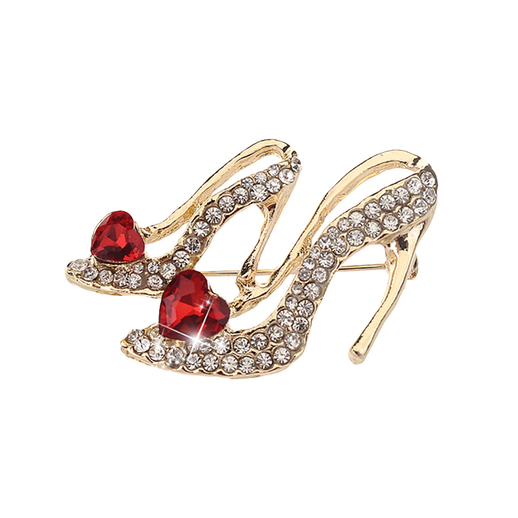 Crystal Rhinestone Broaches High Heeled Shoes Brooch Pin Party Accessories